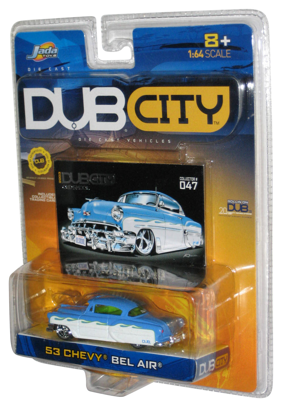 Dub City Jada Toys (2003) Blue & White 53 Chevy Bel Air Toy Car #047
