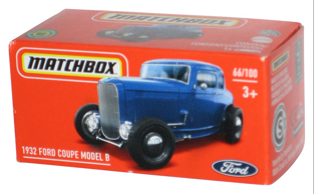 Matchbox Power Grabs Box (2022) Blue 1932 Ford Coupe Model B Toy Car 66/100
