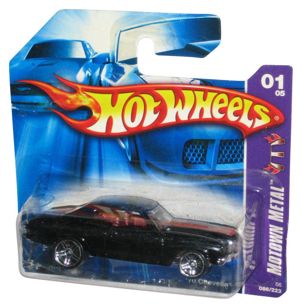 Hot Wheels Motown Metal 01/05 (2006) Black '70 Chevelle Car Toy 086/223 - (Short Card / Dented Plastic)