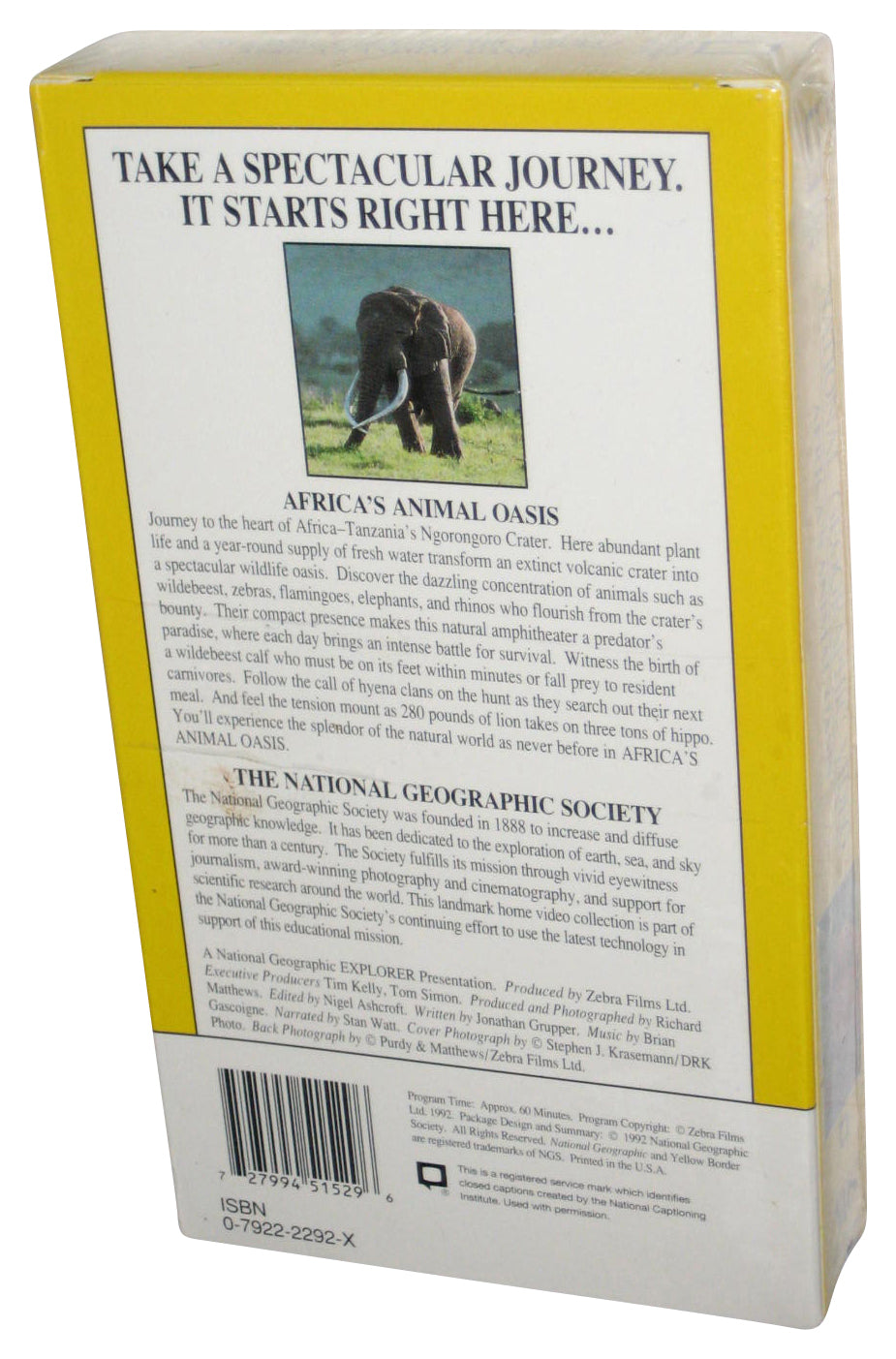 National Geographic Africa's Animal Oasis (1992) VHS Tape
