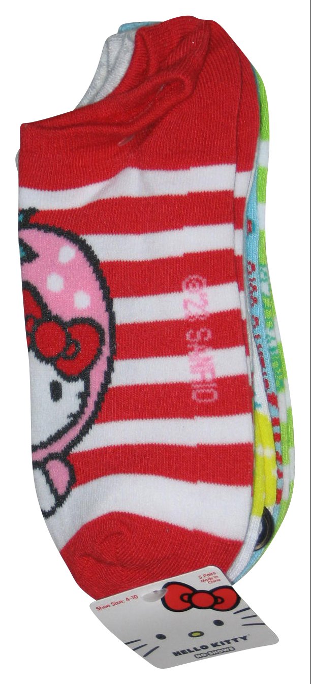 Hello Kitty No-Shows Size 4-10 Dressed As Fruit Socks Pack - (5 Pairs)