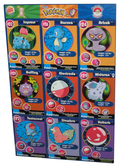 Pokemon Burger King Uncut Trading Card Sheet H