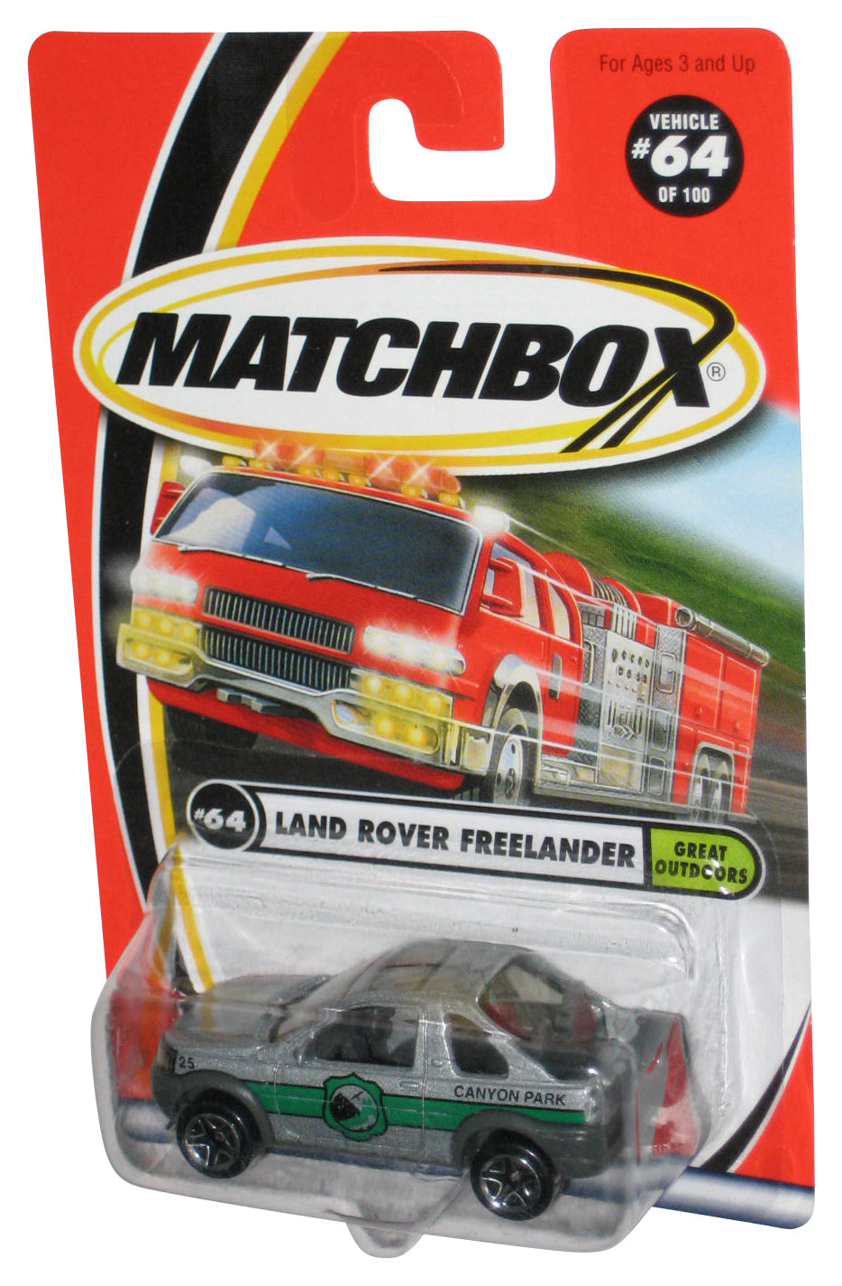 Matchbox Great Outdoors (2000) Silver & Green Land Rover Freelander Toy Car #64/100 - (Canyon Park)