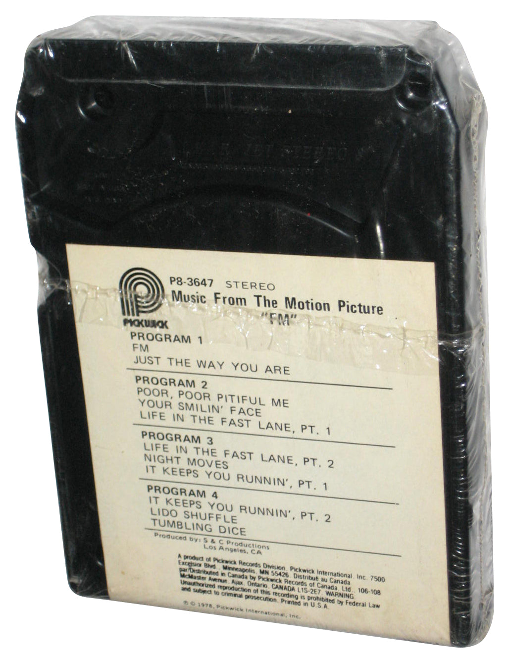 FM Music From The Motion Picture Pickwick (1978) 8-Track Audio Stereo Tape