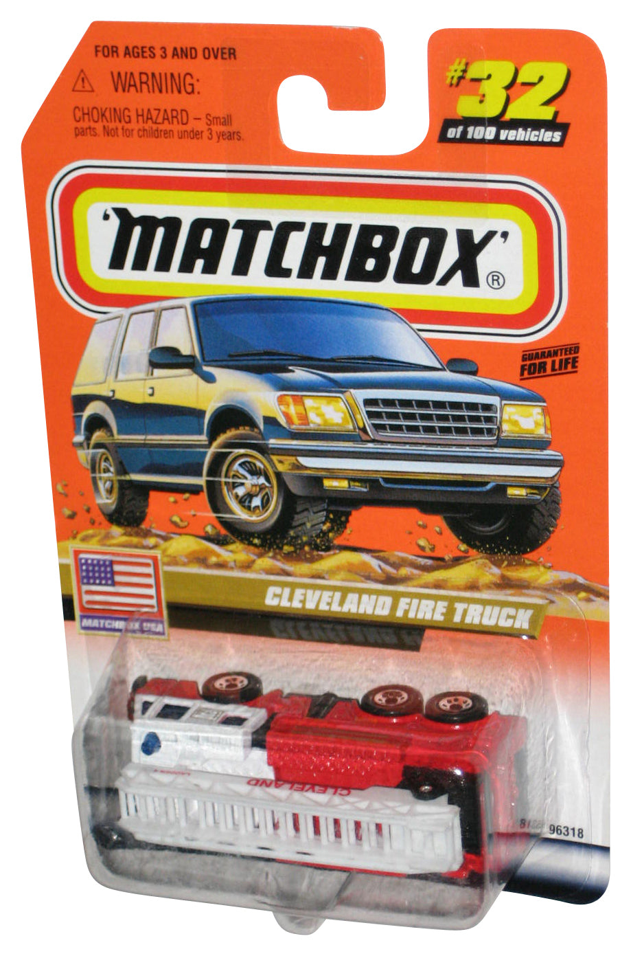 Matchbox USA Red & White (1999) Mattel Cleveland Fire Truck #32/100