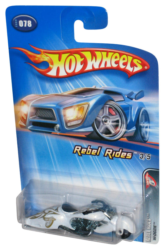 Hot Wheels Rebel Rides 3/5 (2005) White W-Oozie Motorcycle Toy Bike #078