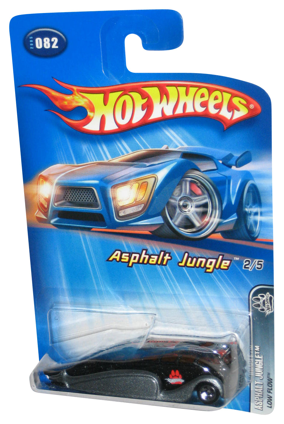 Hot Wheels Asphalt Jungle 2/5 (2004) Black & Silver Low Flow Toy Car #082