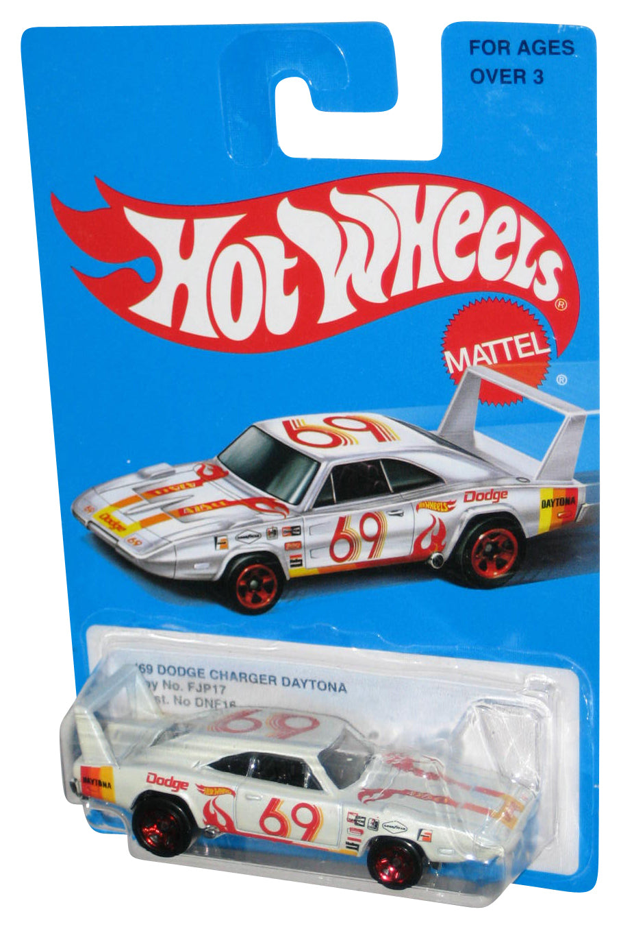 Hot Wheels Blue Card Target Exclusive (2015) White '69 Dodge Charger Daytona Toy Car FJP17