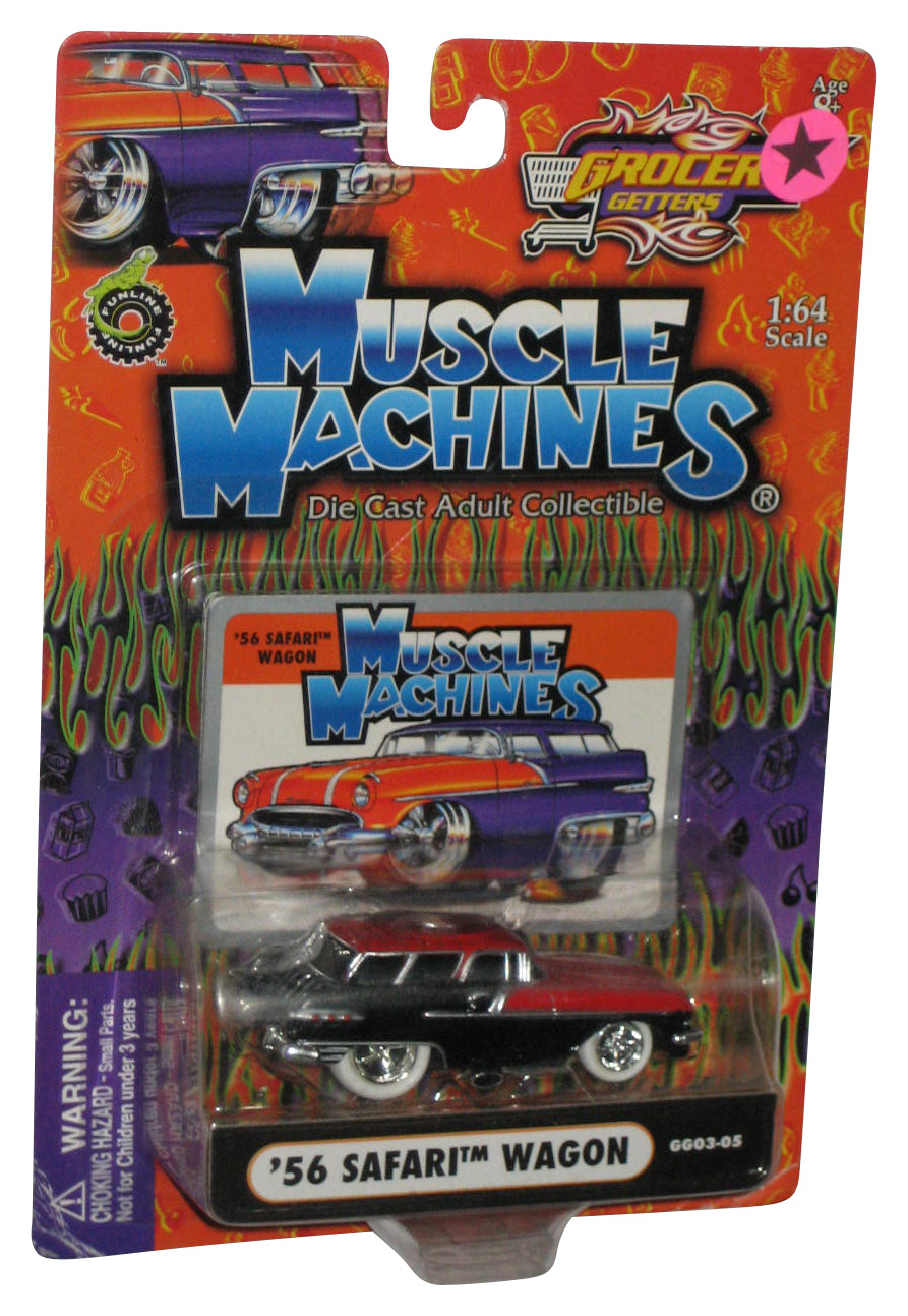 Muscle Machines Grocery Getters (2003) Black '56 Safari Wagon Toy Car