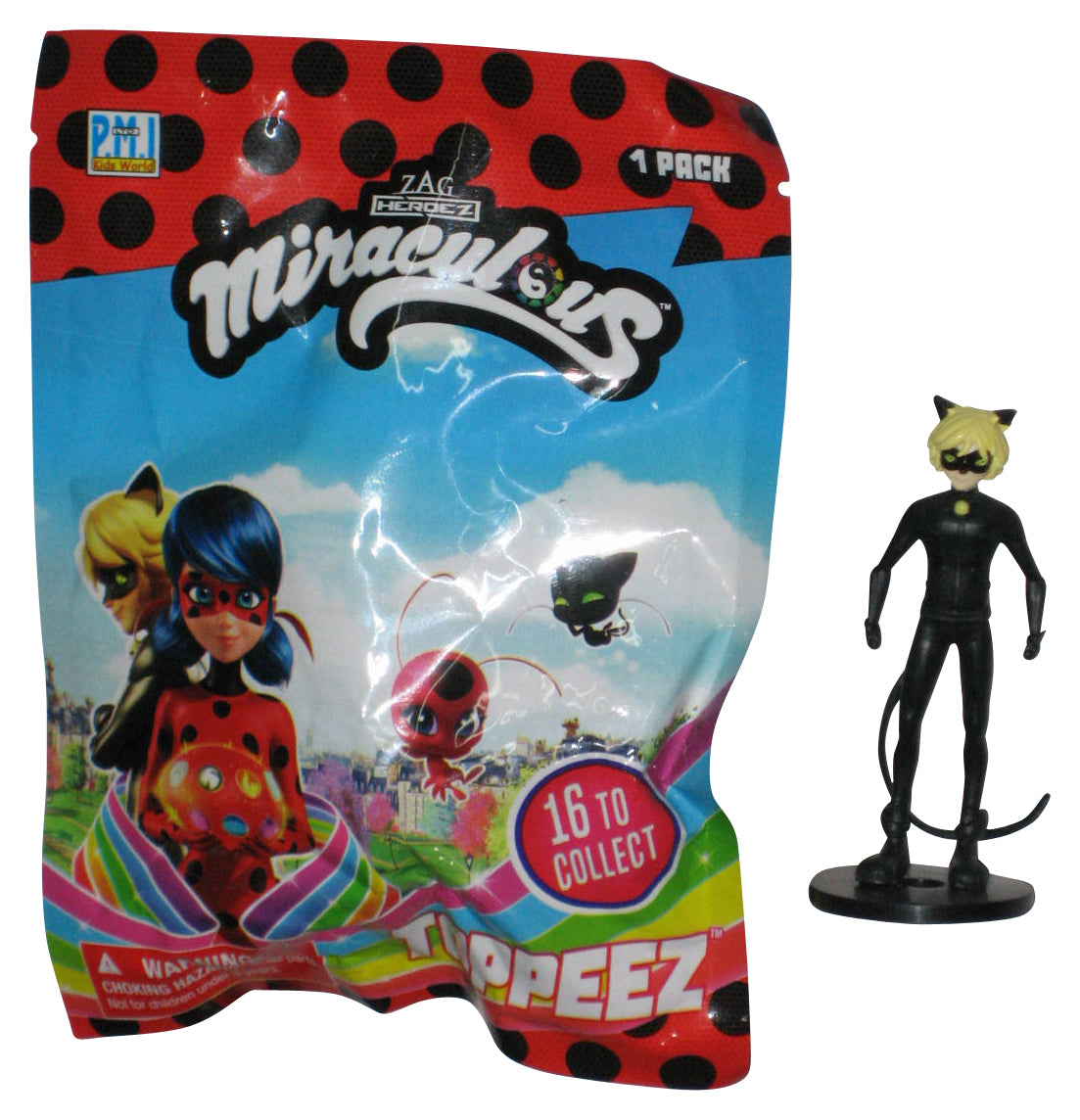 Miraculous Ladybug Cat Noir Arm At Side Toppeez (2021) PMI Kids World Black Mini Figure