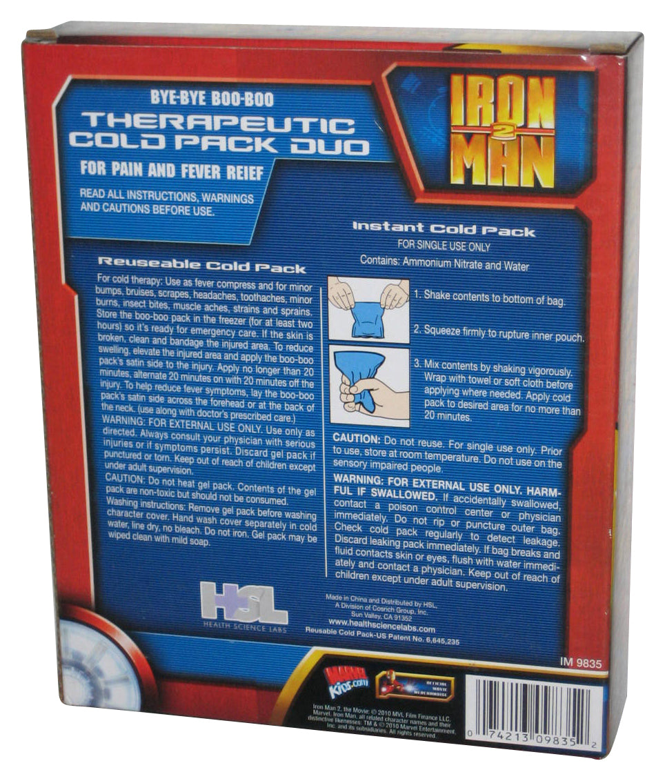 Marvel Iron Man 2 Reusable (2010) Freezer-Safe Therapeutic Cold Duo Pack - (For Pain and Fever Relief)