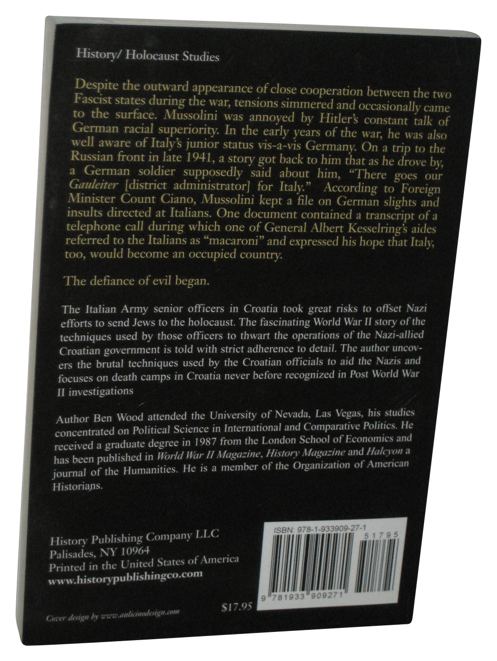 Defying Evil (2012) Paperback Book - (How The Italian Army Saved Croatian Jews During Holocaust)
