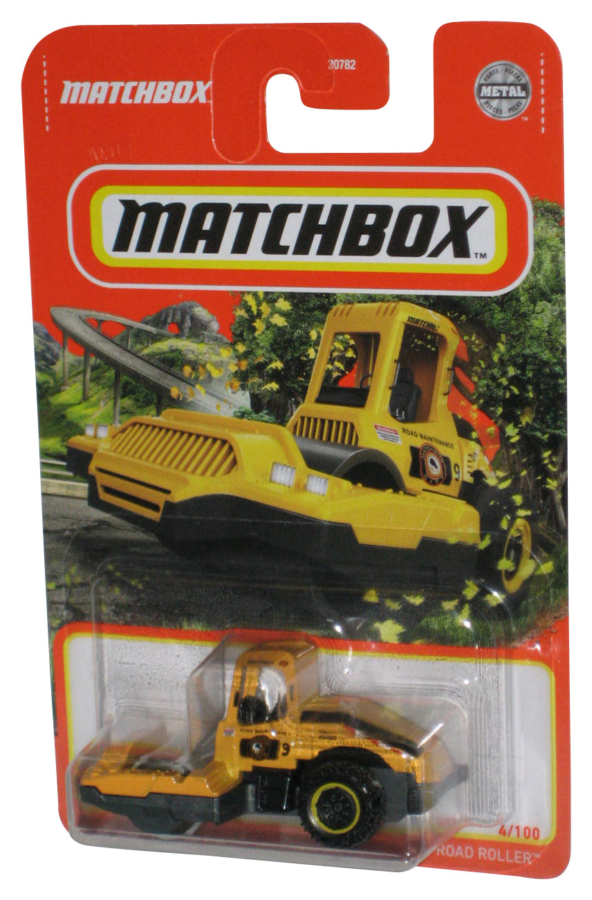 Matchbox Road Roller (2021) Mattel Yellow Construction Toy 4/100