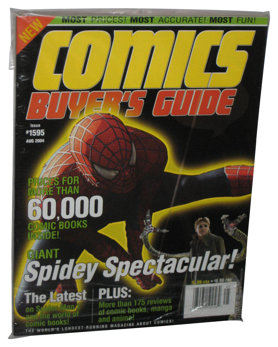 Comics Buyer's Guide August 2004 Issue #1595 Sealed Magazine Book - (Spider-Man & Doc Ock Cover)