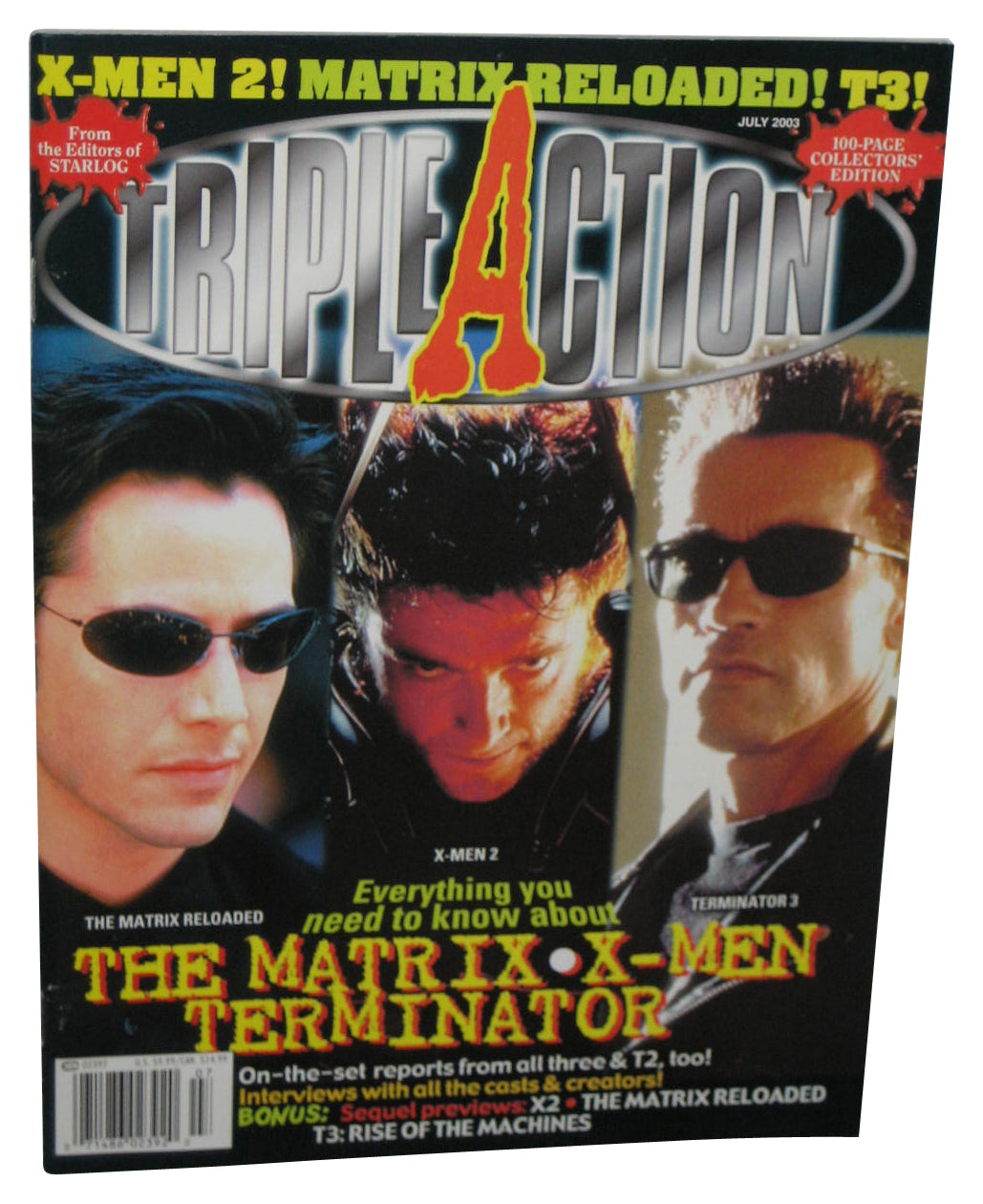Triple Action July 2003 Magazine Book - (Matrix Reloaded, X-Men 2 & Terminator 3 Cover)