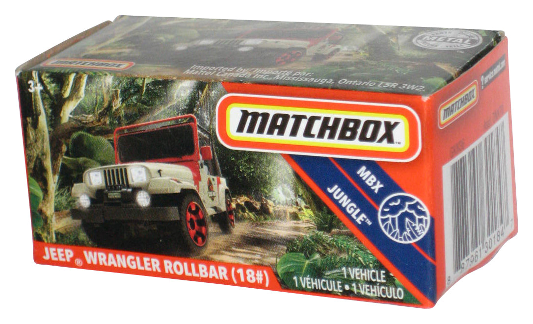 Matchbox MBX Jungle (2019) Gray Jeep Wrangler Rollbar Power Grab Box Toy 18#