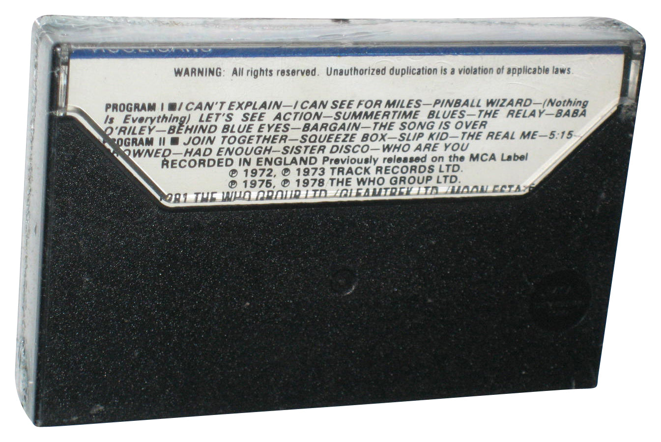 The Who Hooligans MCA Records (1981) Audio Cassette Tape