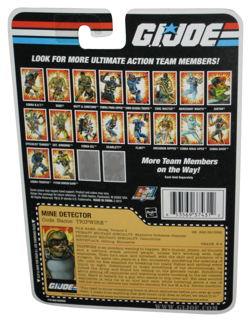 GI Joe Cartoon Series (2008) Hasbro Tripwire Mine Detector 3.75 Inch Figure