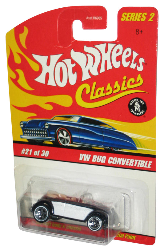 Hot Wheels Classics (2005) Black & White VW Bug Convertible Toy Car #21/30