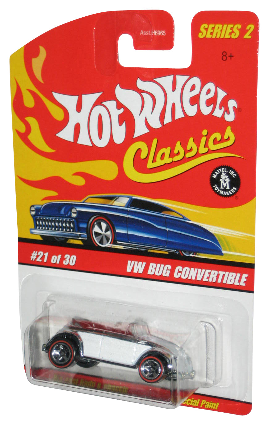 Hot Wheels Classics (2005) White & Chrome VW Bug Convertible Toy Car #21/30