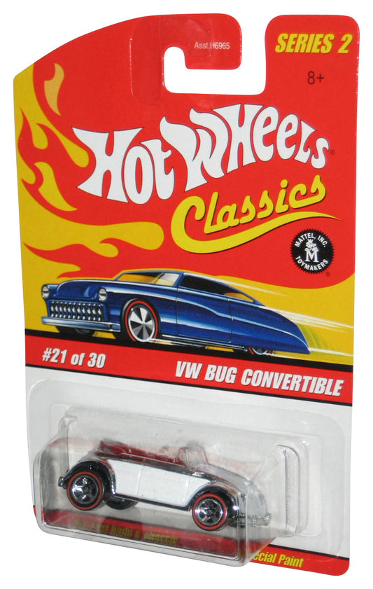 Hot Wheels Classics (2005) White & Chrome VW Bug Convertible Toy Car #21/30