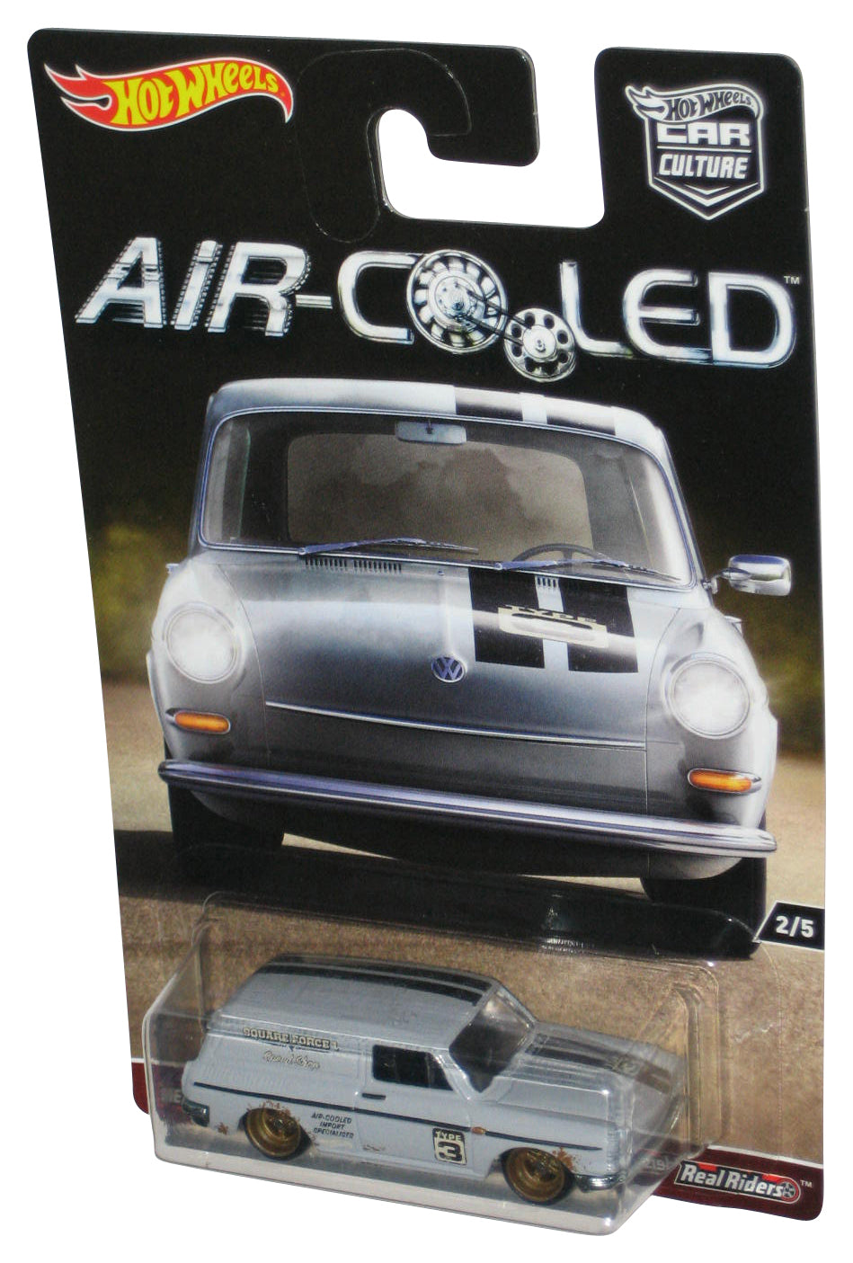 Hot Wheels Air-Cooled (2016) Light Blue Custom '69 Volkswagen Squareback Real Riders Toy Car 2/5