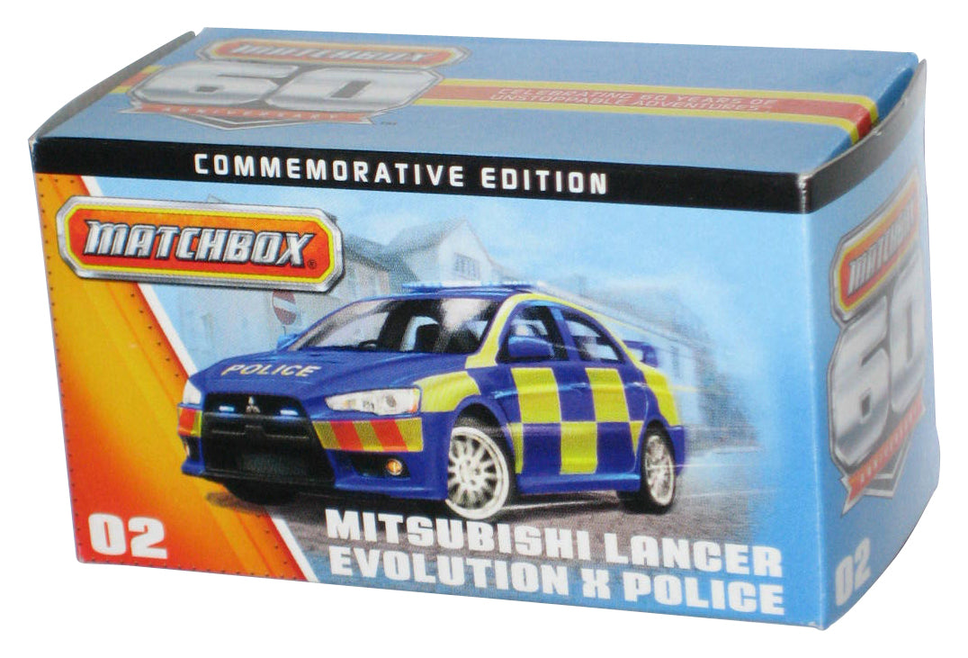 Matchbox 60th Power Grabs Box Blue Mitsubishi Lancer Evolution X Police Toy Car