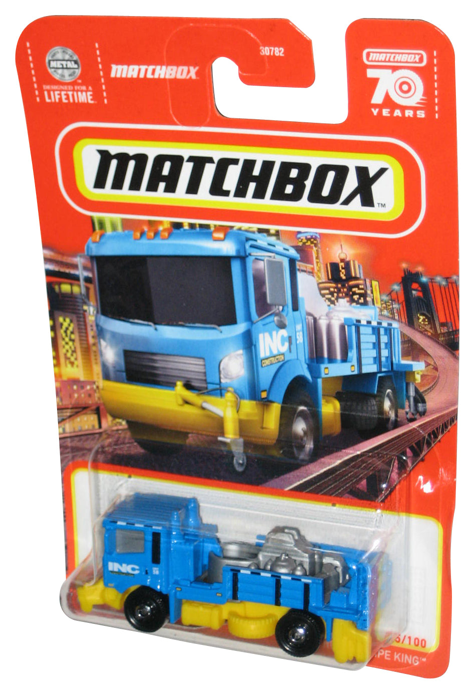 Matchbox Road Stripe King (2022) Blue & Yellow Toy Truck 55/100