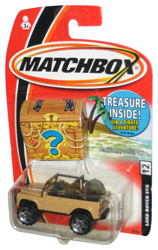 Matchbox Land Rover SVX (2006) Tan Mattel Toy Car #12 w/ Treasure Chest