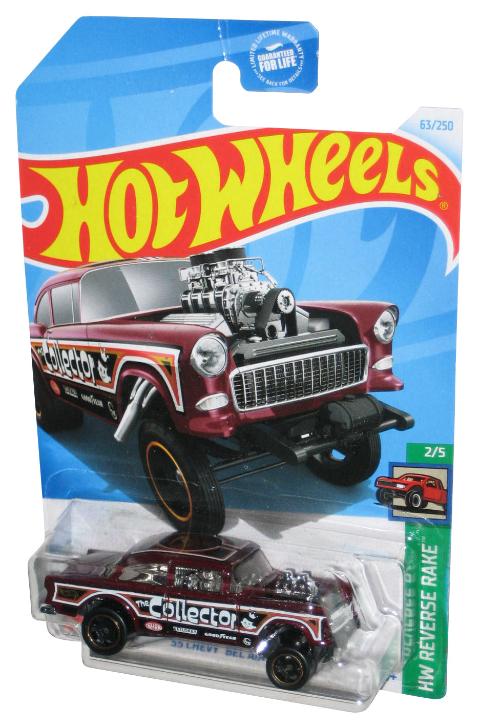 Hot Wheels HW Reverse Race 2/5 (2021) Burgundy Red '55 Chevy Bel Air Gasser Car 63/250