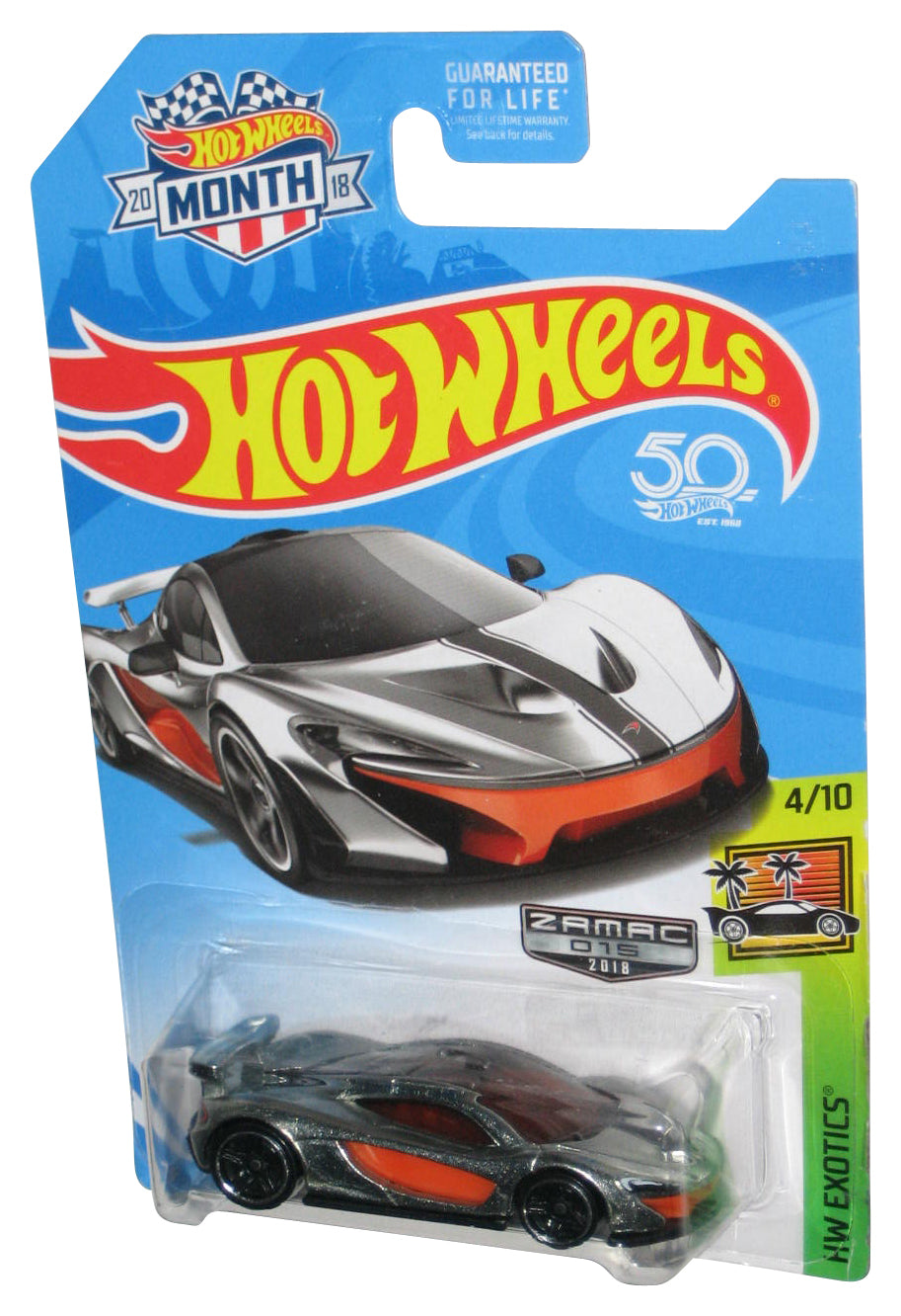 Hot Wheels HW Exotics 4/10 (2017) Zamac 015 White McLaren P1 Car 170/365 - (Month Card)