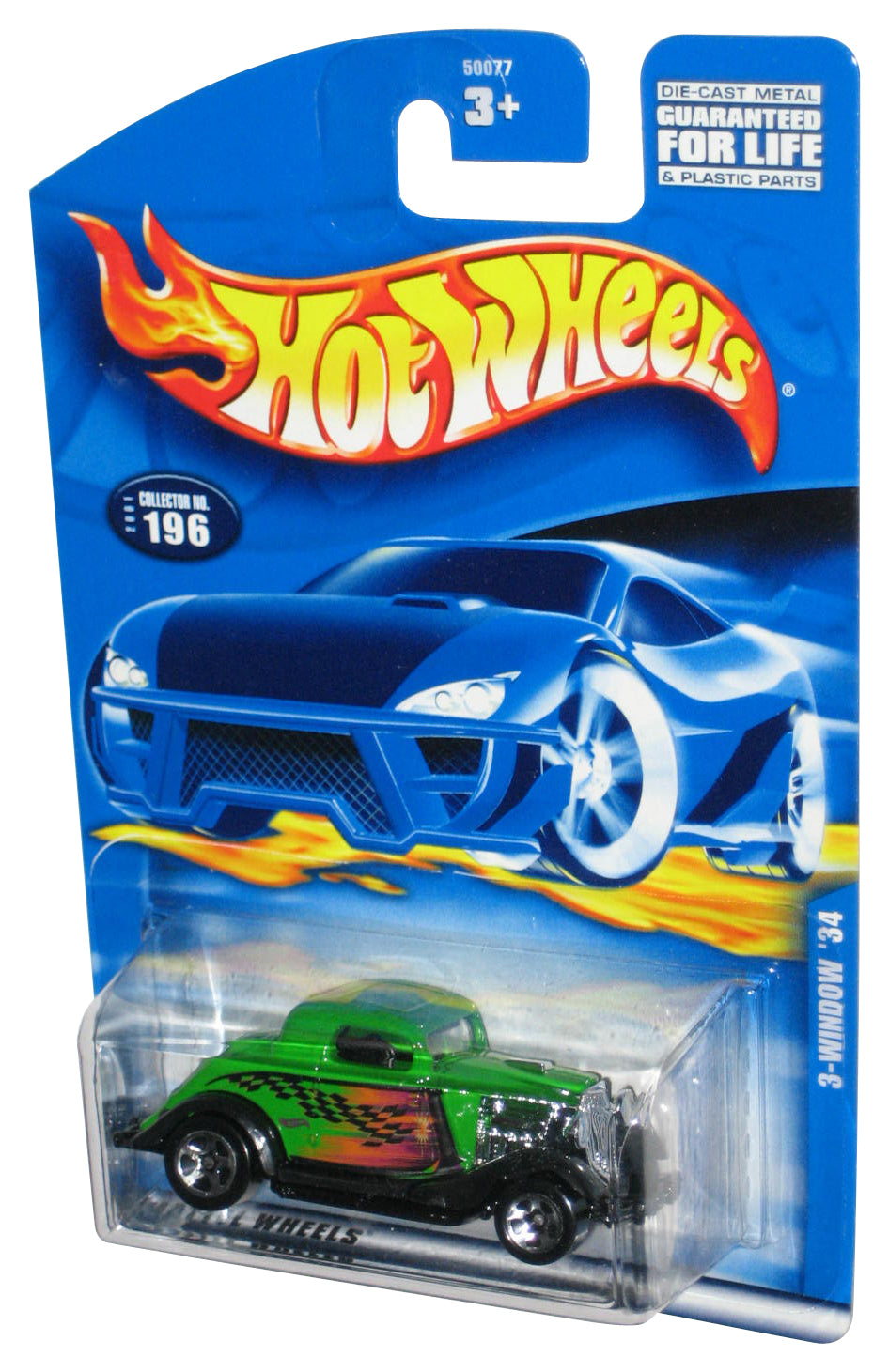Hot Wheels 3-Window '34 (2001) Mattel Green Toy Car #196