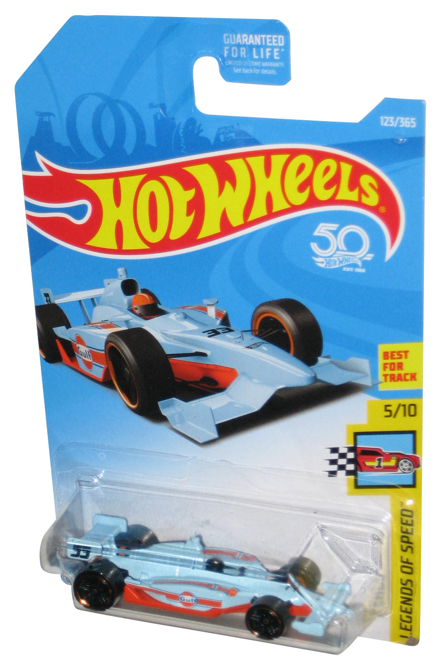 Hot Wheels Legends of Speed 5/10 (2017) Gulf Indy 500 Oval Blue Car 123/365
