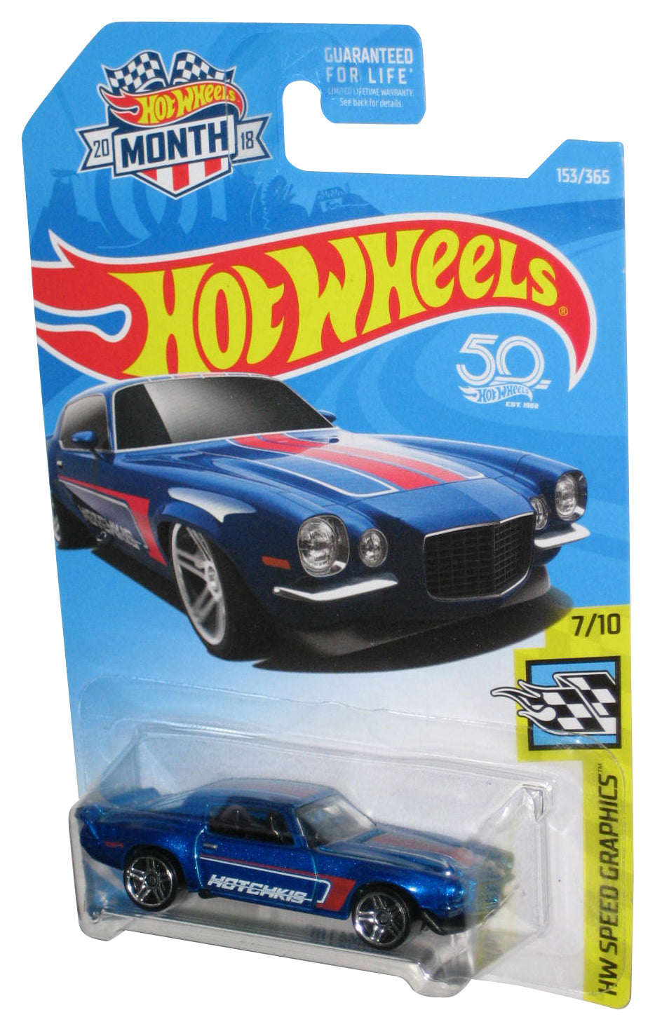Hot Wheels HW Speed Graphics 7/10 (2018) Blue '70 Camaro Toy Car 153/365 - (Month Card)