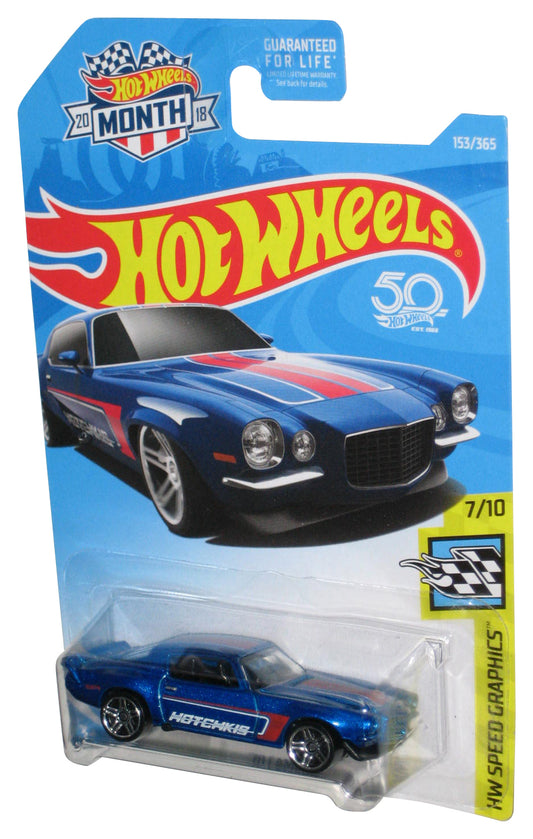 Hot Wheels HW Speed Graphics 7/10 (2018) Blue '70 Camaro Toy Car 153/365 - (Month Card)