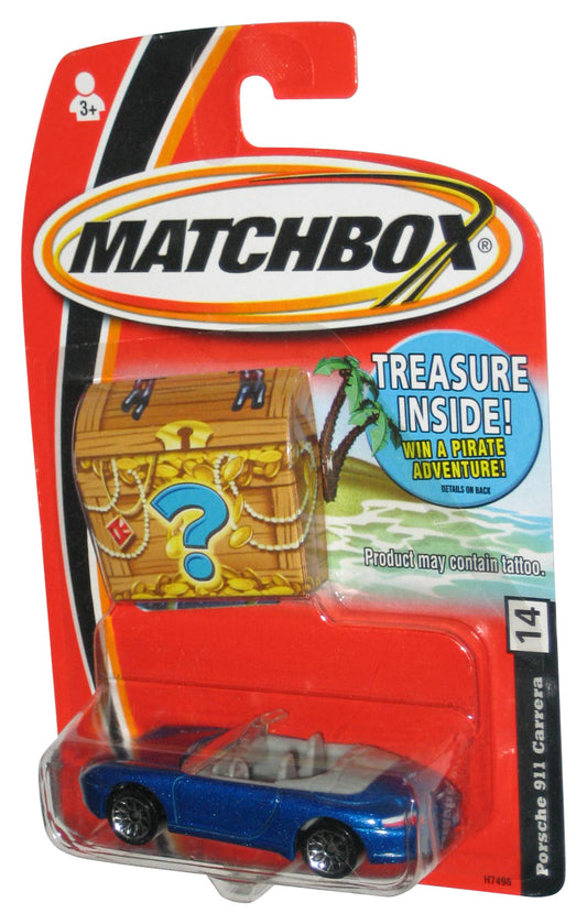 Matchbox Porsche 911 Carrera (2004) Blue Toy Car #14 w/ Treasure Chest