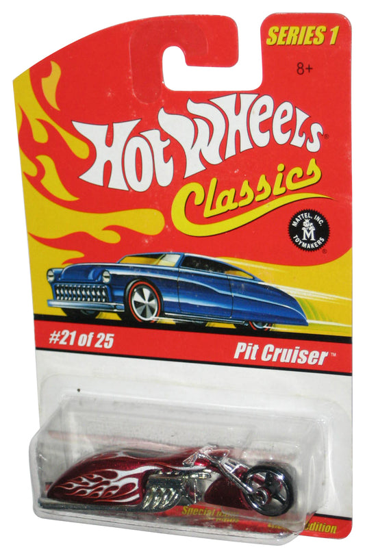 Hot Wheels Classics Series 1 (2004) Red Magenta Pit Cruiser Motorcycle Bike Toy 21/25 - (Plastic Small Dent)