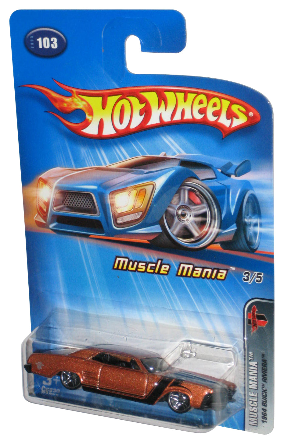 Hot Wheels Muscle Mania 3/5 (2005) Copper 1964 Buick Riviera Toy Car #103