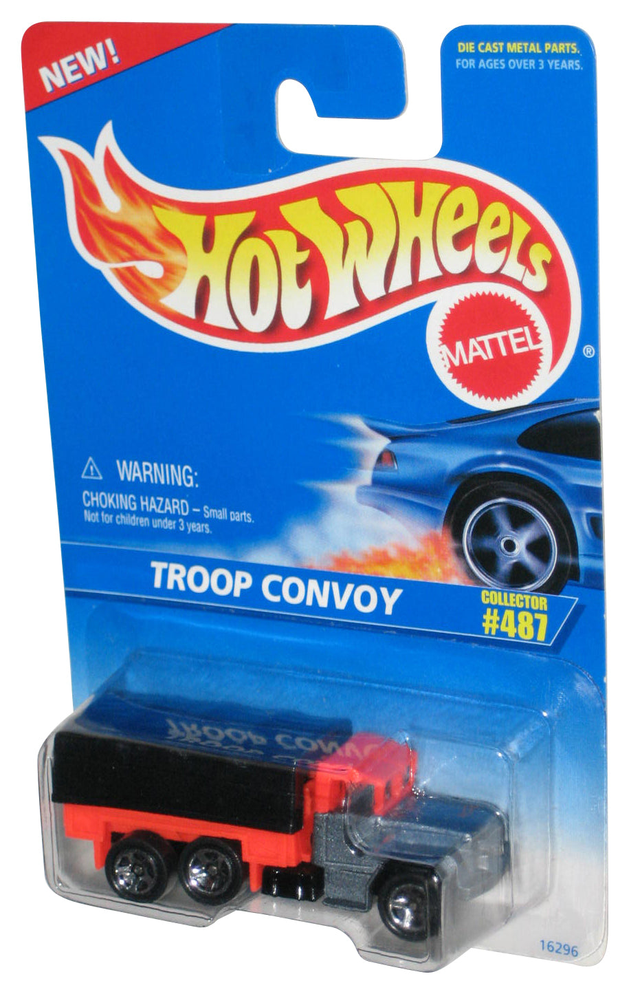 Hot Wheels Troop Convoy (1995) Mattel Black Red & Gray Truck Toy #487