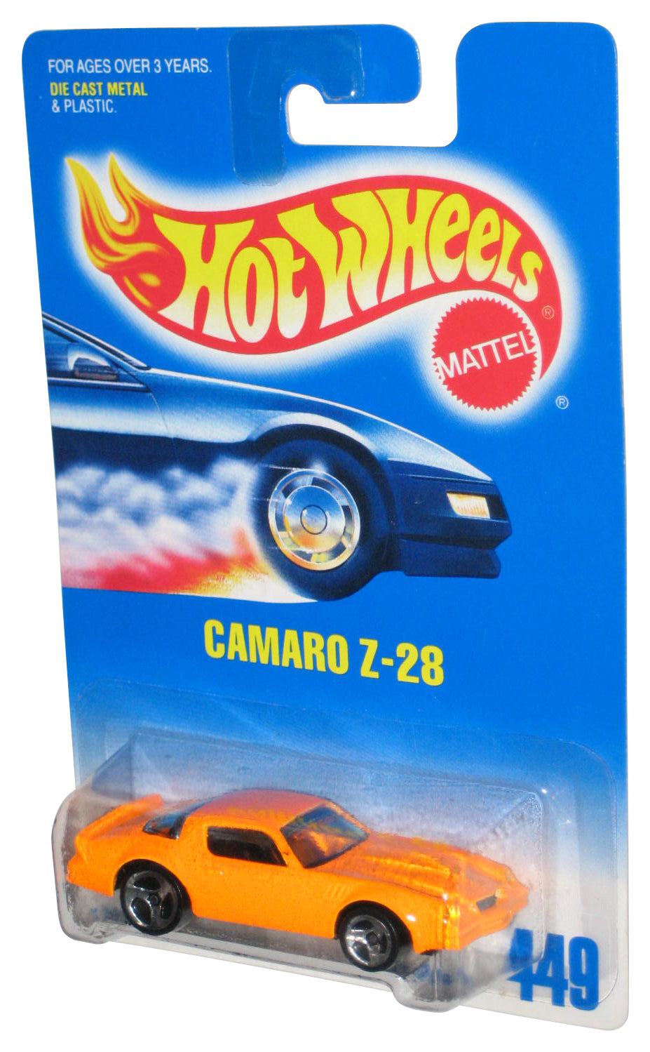 Hot Wheels Camaro Z-28 (1991) Mattel Neon Orange Collector Toy Car #449