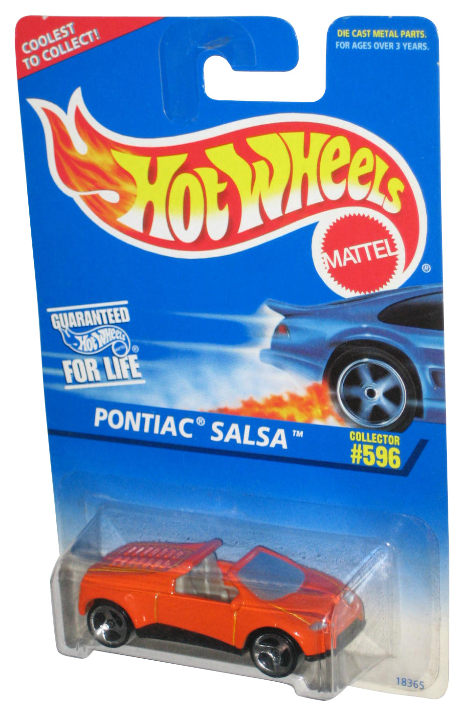 Hot Wheels Pontiac Salsa (1995) Mattel Orange Die-Cast Toy Car #596 - (Razor Rim/Tires)