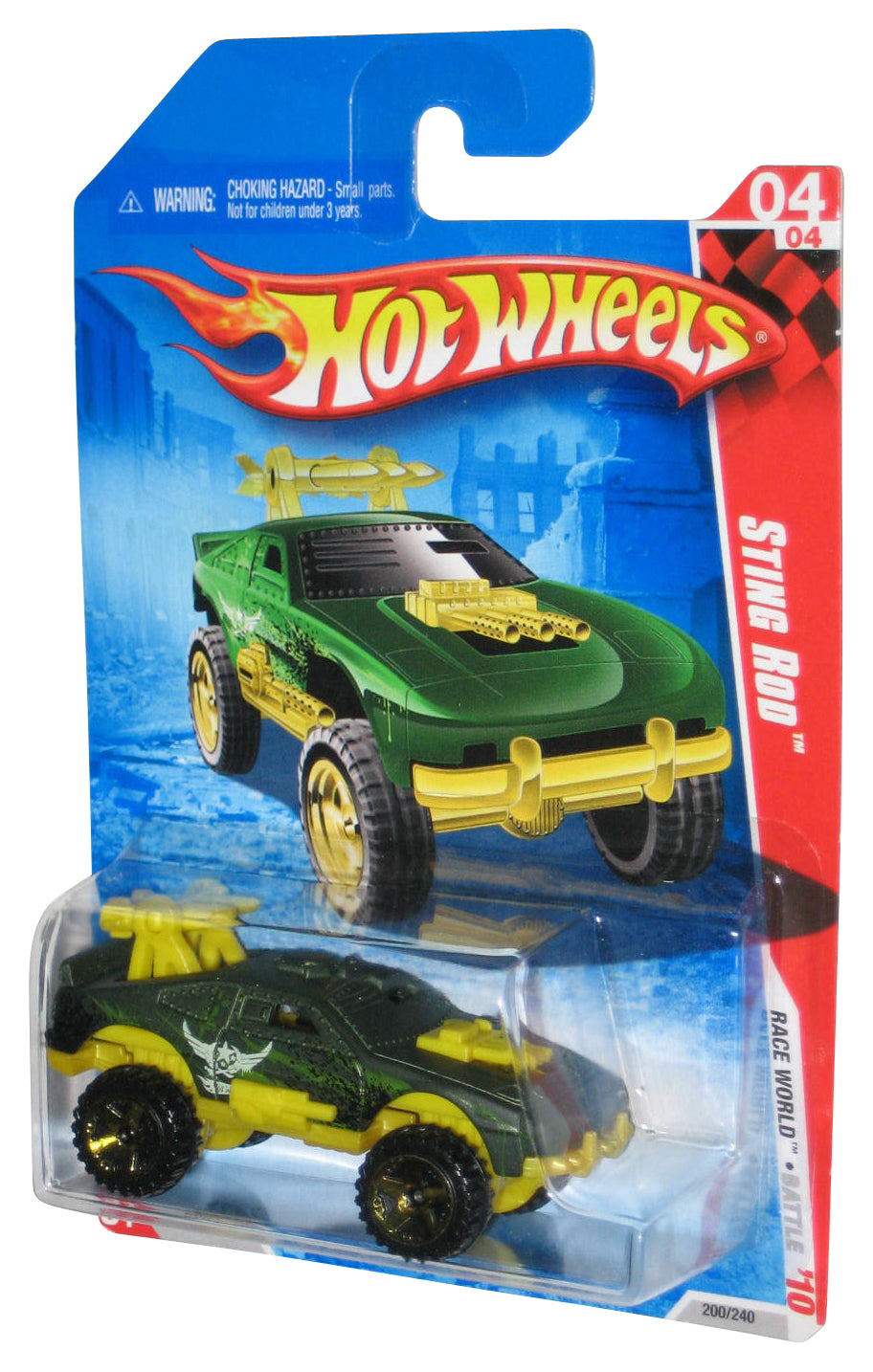 Hot Wheels Race World Battle '10 4/4 (2009) Green Sting Rod Toy Car 200/240