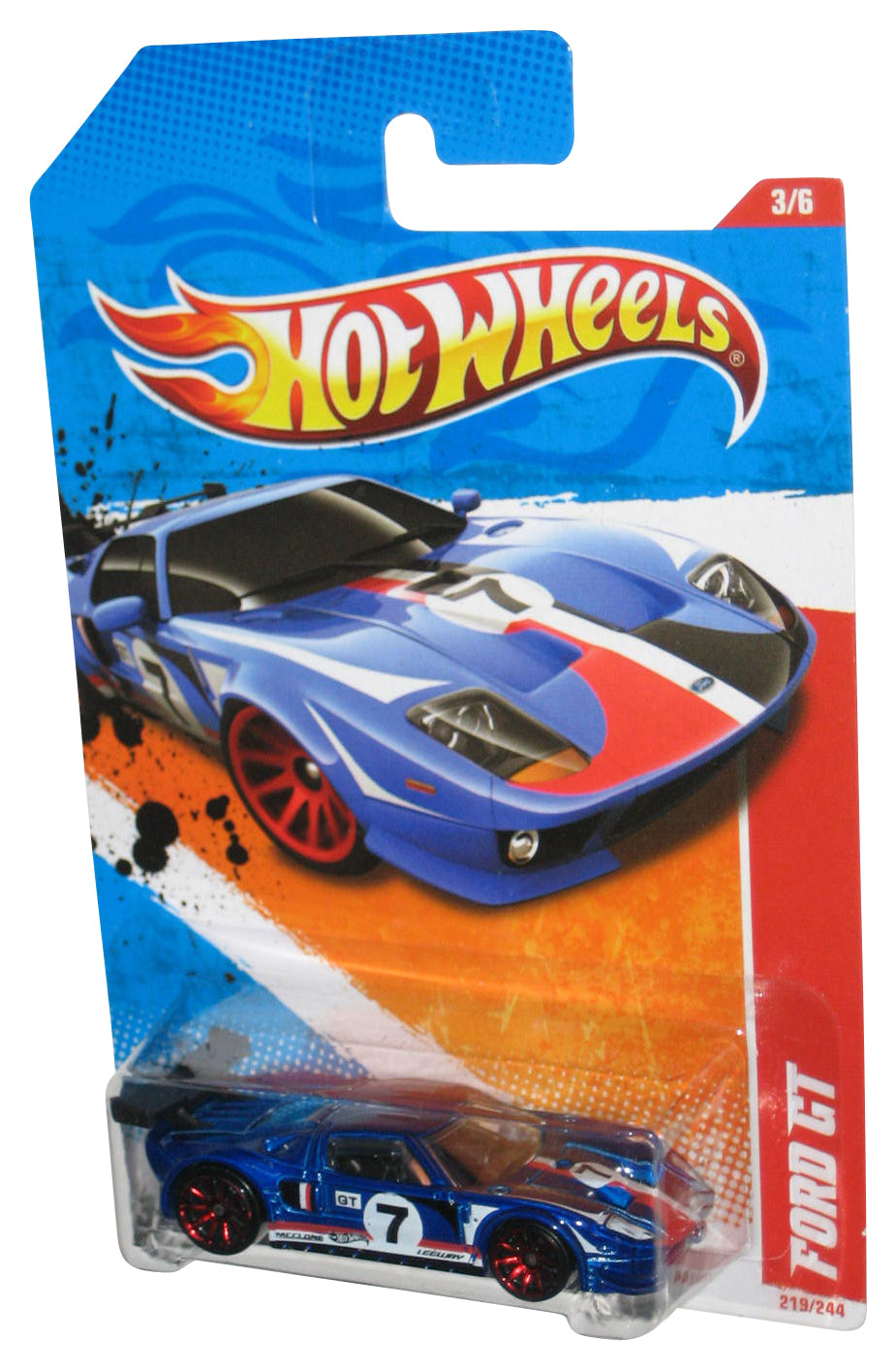 Hot Wheels Thrill Racers Raceway '11 3/6 Blue Ford GT Toy Car 219/244