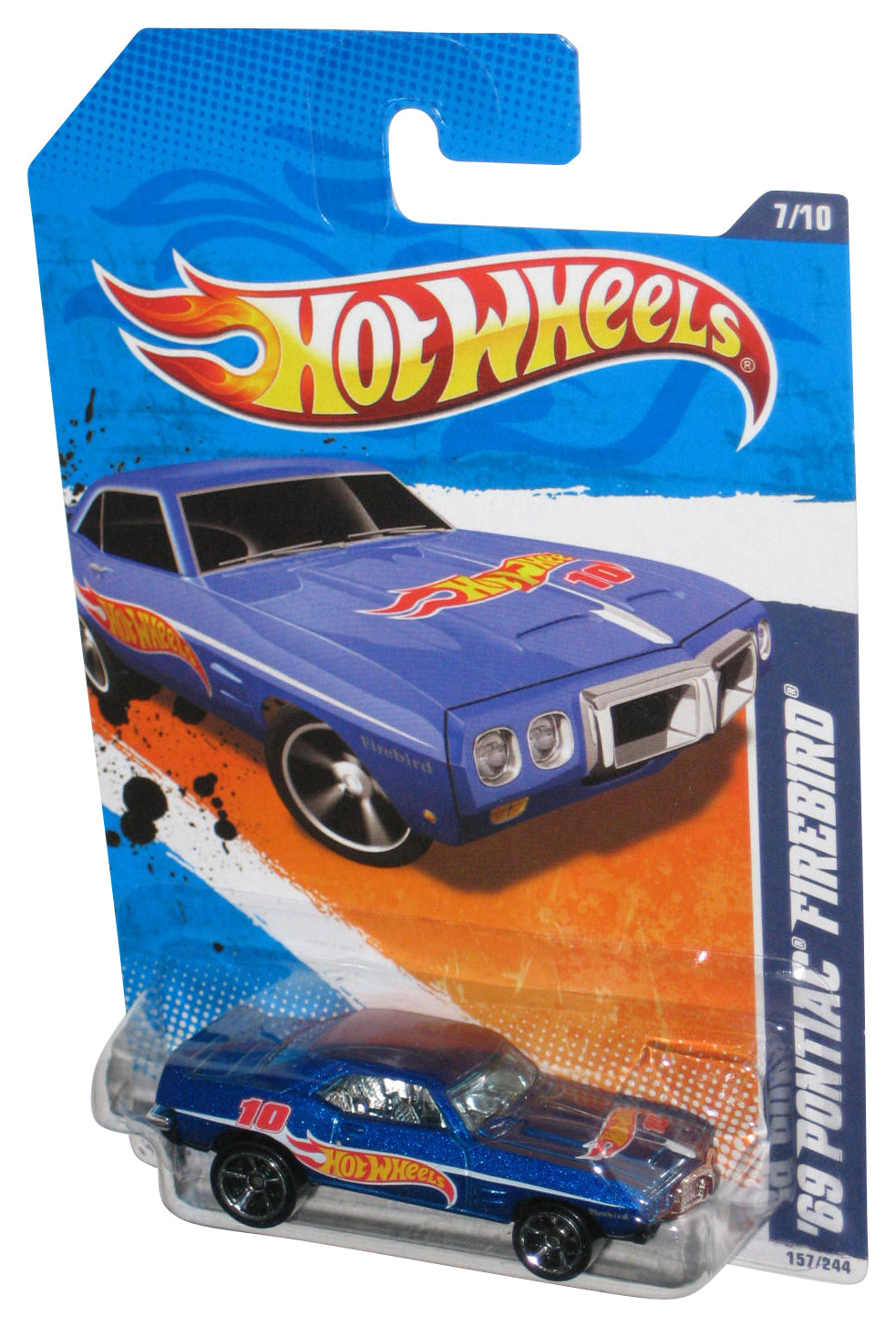 Hot Wheels HW Racing '11 7/10 Blue '69 Pontiac Firebird Toy Car 157/244