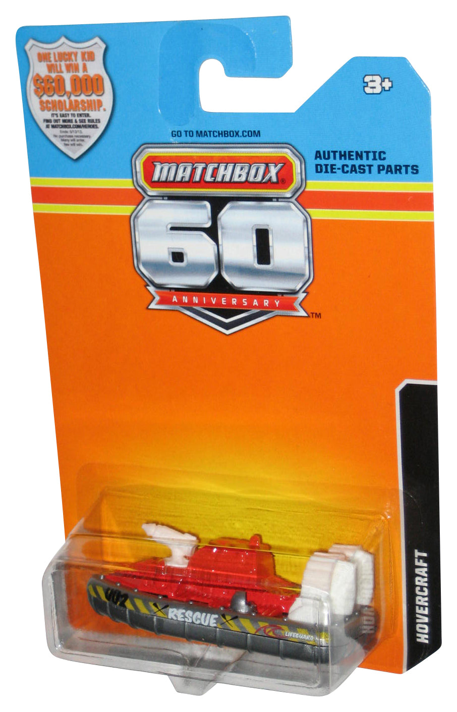 Matchbox 60th Anniversary Rescue (2012) Red & White Hovercraft Boat Toy