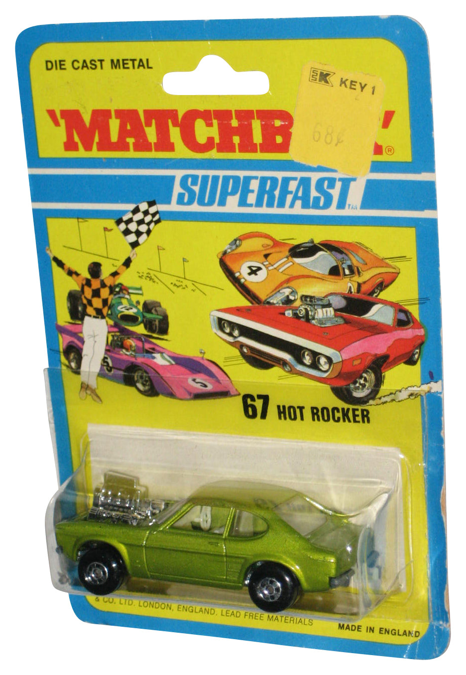 Matchbox Superfast Lesney (1971) Green Hot Rocker Toy Car #67 - (Cracked Plastic)