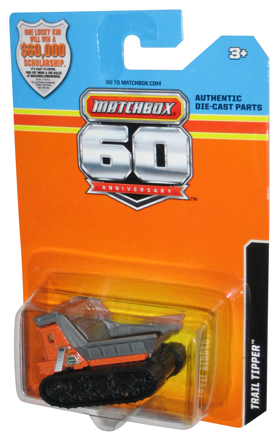 Matchbox 60th Trail Tipper (2012) Orange & Gray Construction Toy
