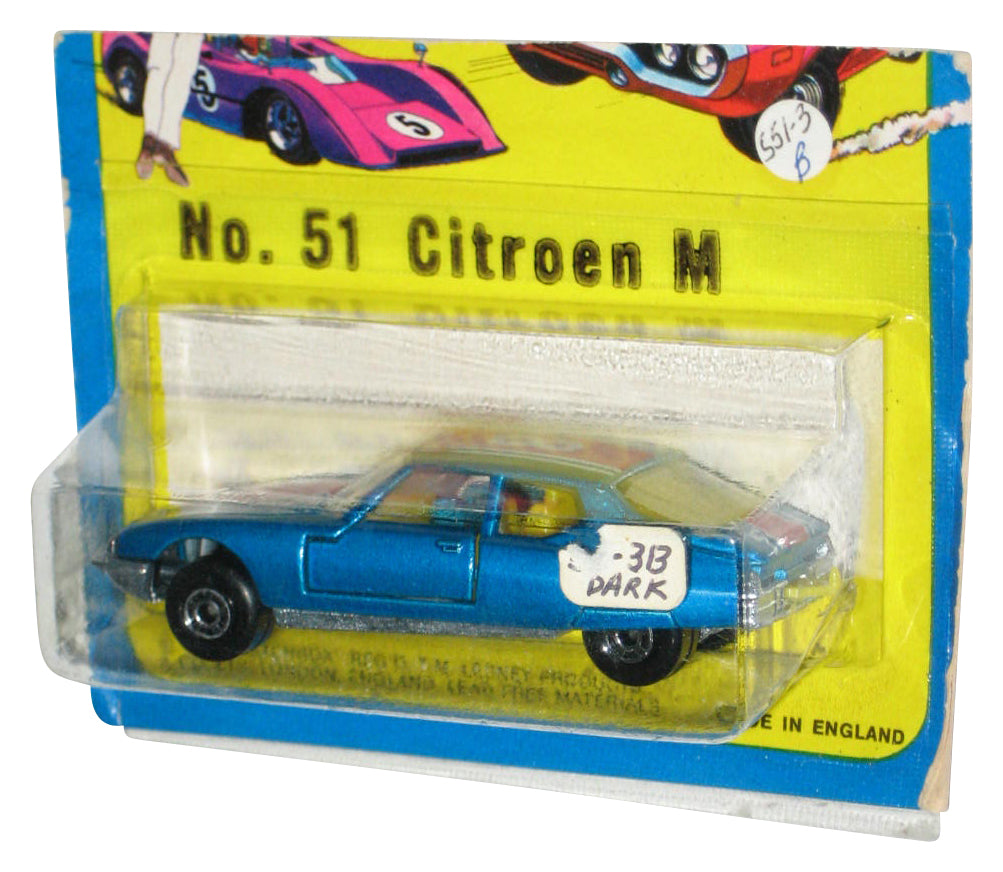 Matchbox Superfast Lesney (1971) Blue Citroen M Toy Car No. 51 - (Damaged Packaging)