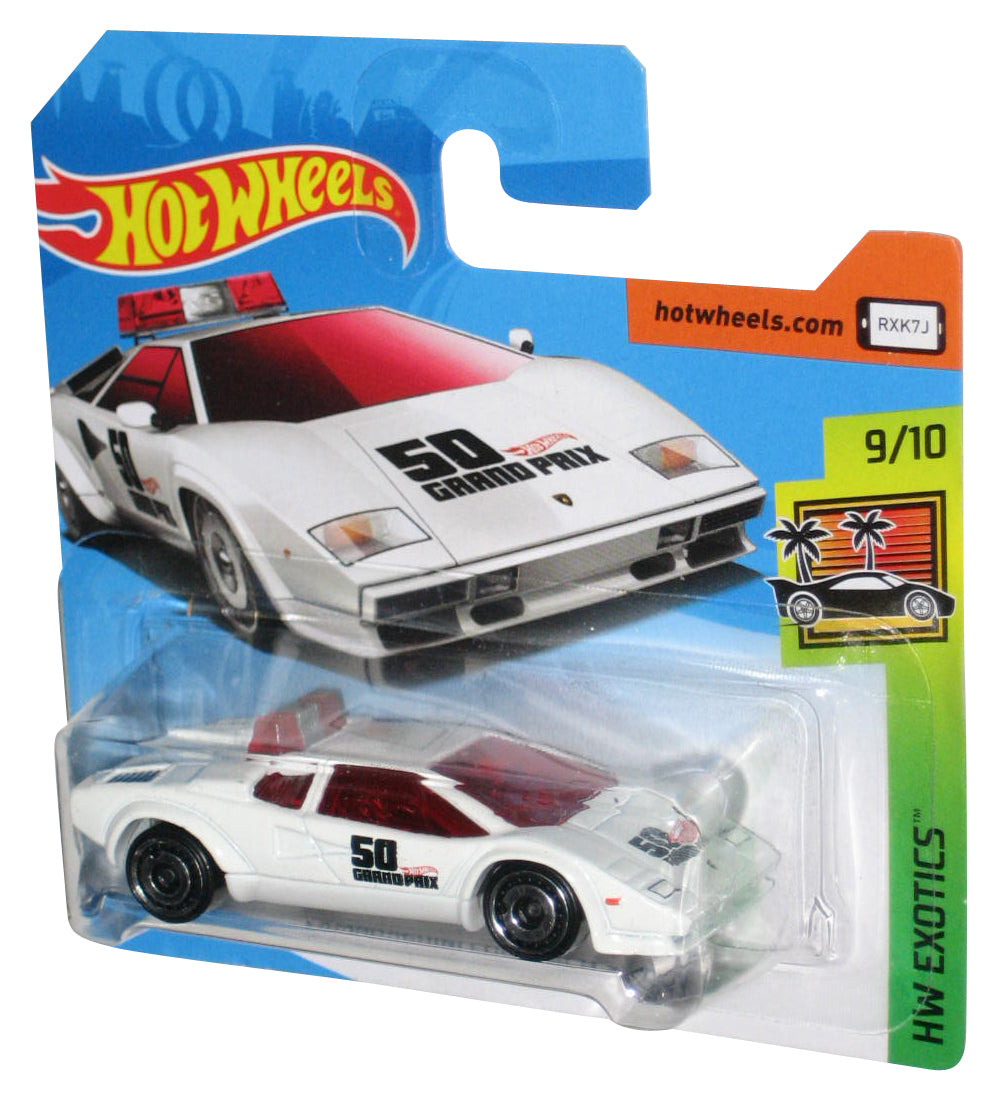 Hot Wheels HW Exotics (2017) White Lamborghini Countach Pace Car 9/10 - (Short Card)
