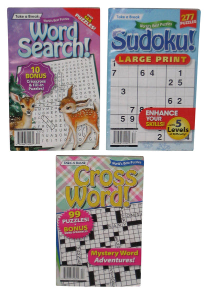 Lot of 3 Take A Break Sudoku Word Search Crossword Puzzle Books